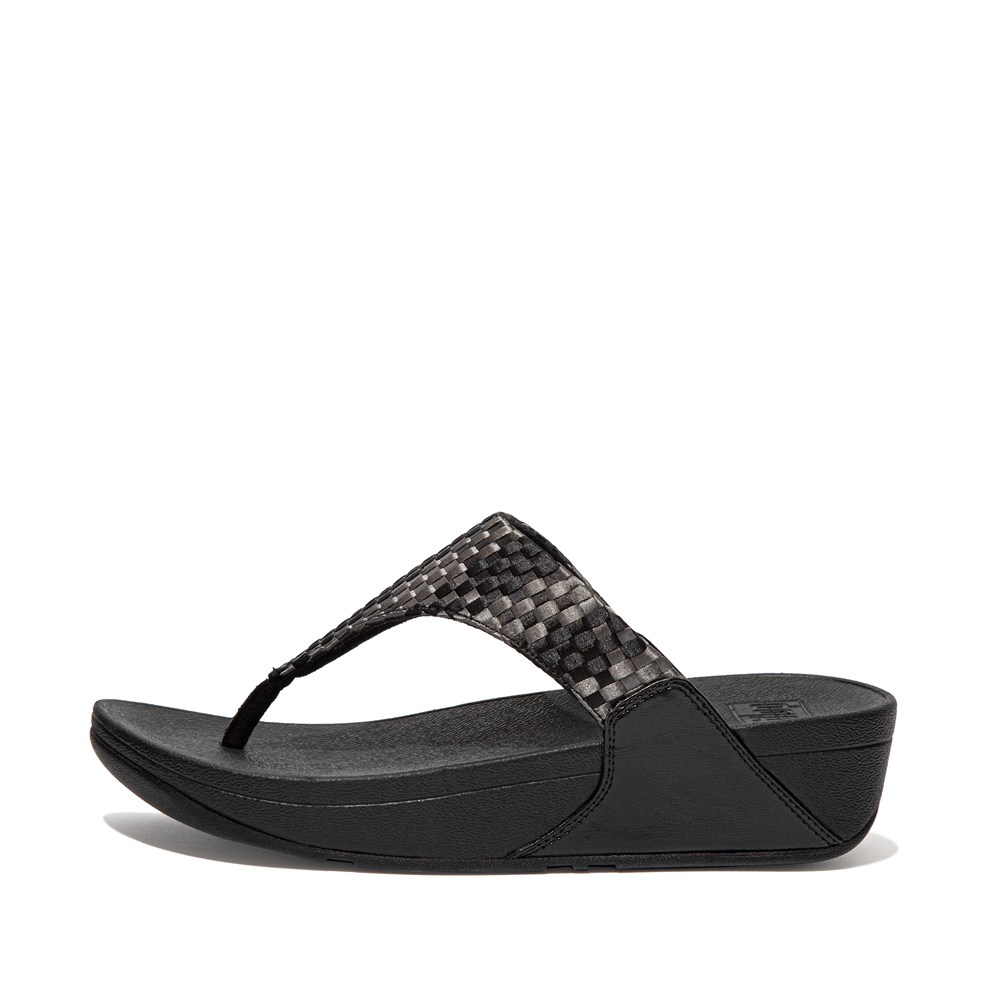 Fitflop Womens Sandals Black - Lulu Silky-weave Toe-post - CP9708243